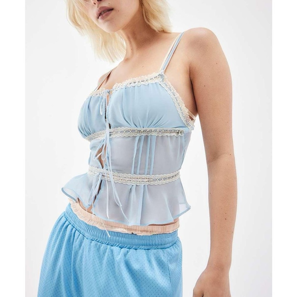 Kimchi Blue Sheer Light Blue Lace Trim Chemise